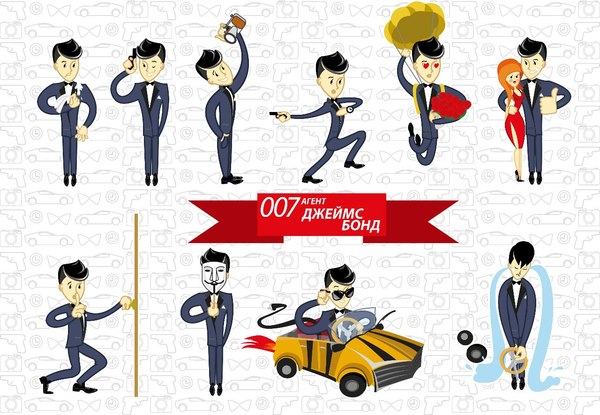 Made James Bond stickers :) - My, Creation, Drawing, Stickers, In contact with, James Bond, Intelligence service, Smile