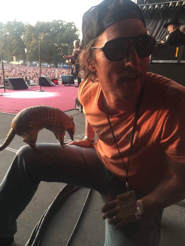 Just Matthew McConaughey at a Willie Nelson concert with an armadillo on his leg - Matthew McConaughey, Concert, , Battleship
