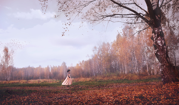 Caught the autumn beauty - My, Autumn, Photographer, PHOTOSESSION, Forest, The dress, , Atmospheric