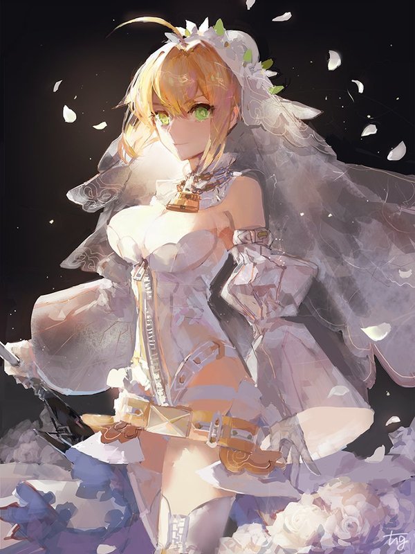 Saber bride - Anime, Anime art, Fate, Fate-Extra, Fate grand order, Saber, Nero claudius, Pixiv