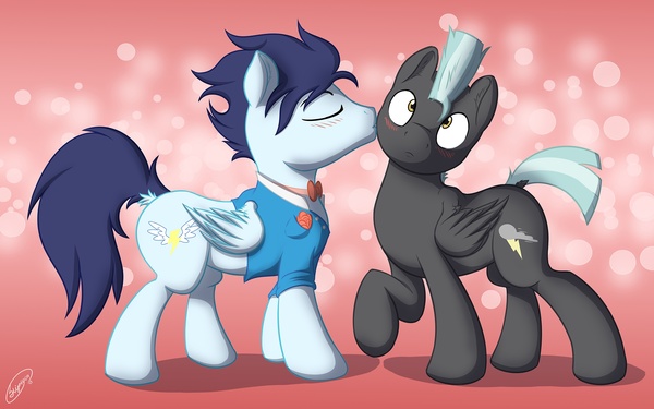 On the cheek - Shipping, My little pony, MLP gay, Soarin, Thunderlane