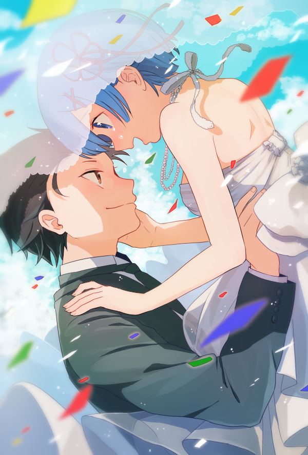 Rem & Subaru - Rem, Natsuki Subaru, Re:Zero Kara, Anime Art, Аниме, Rem (Re:Zero Kara)