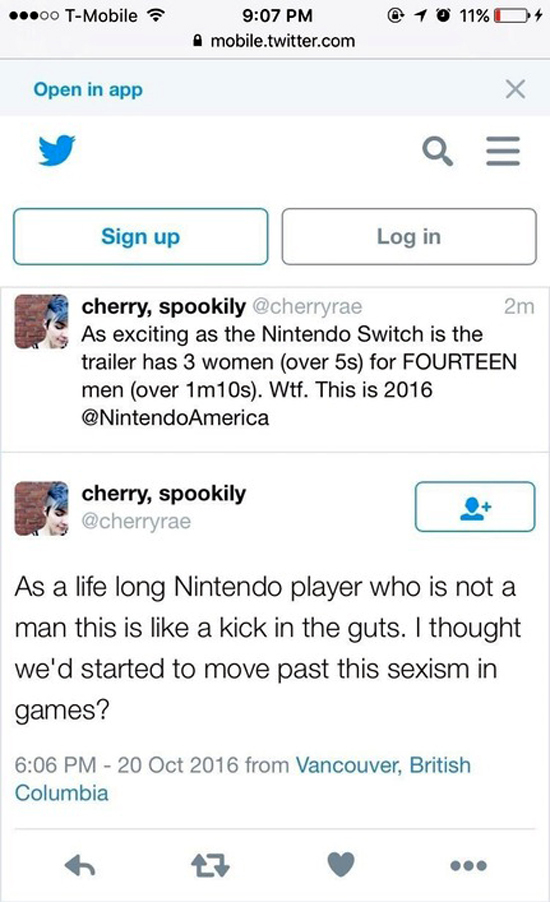 Nintendo Sexism! - Nintendo, Twitter, Sjw, Longpost, Sexism