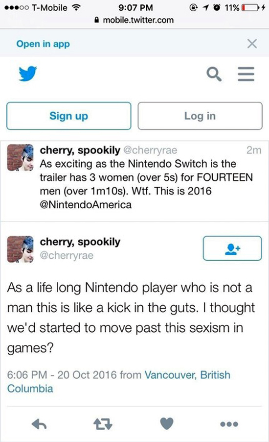 Сексизм Nintendo! - Sjw, Twitter, Nintendo, Сексизм, Длиннопост