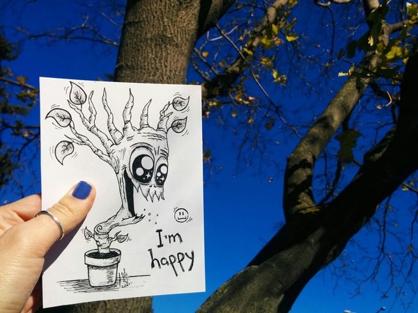 It's cold but don't be discouraged - My, Tree, Drawing, Pen drawing, Sky