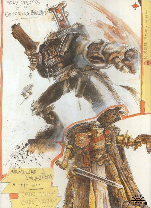 Sketches by John Blanche himself on the Inquisition and the Astartes with the author's comments. - Warhammer 40k, Old warhammer, , Art, Longpost, John Blanche