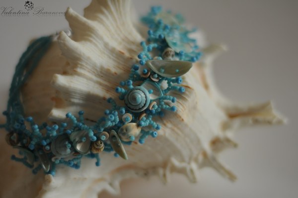 Necklace Dreams of a mermaid - My, Mermaid, Sea, Siren, Beads, Beading, Seashells, Necklace, With your own hands