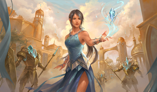 Blue Mage - Art, Enchantress, Crystals, Magic, Sandara, Wizards