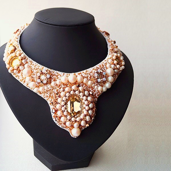 Necklace Nefel - My, Necklace, Beads, Swarovski, Needlework, Air, Element, Longpost