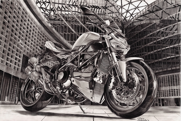 Ducati. Simple pencils. - My, Moto, Ducati, Pencil drawing