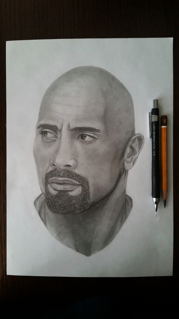 Modified. - My, Drawing, Pencil drawing, Pencil, Painting, Portrait, Dwayne Johnson, Creation, Images