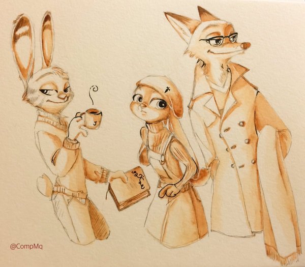 Sketches by compmq - Zootopia, Zootopia, Nick and Judy, , , Longpost, Finnick the Fennec