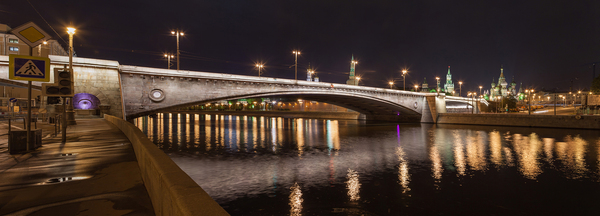 Bolshoi Moskvoretsky Bridge - My, Bridge, , The photo, Панорама, , Night shooting, Panoramic shooting