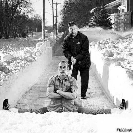 Snow doesn't stand a chance! - Chuck Norris, Jean-Claude Van Damme, Snow