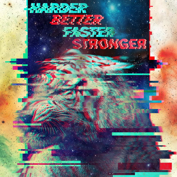 Glitch space tiger , Photoshop, , Harder Better Faster Stronger, Glitch