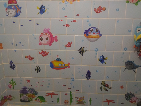 Aquarium in the bathroom... - My, A fish, Sticker, Bathroom, My