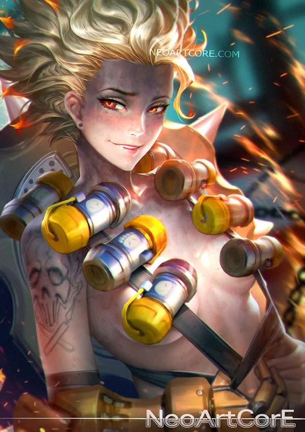 Junkrat - Art, Games, Overwatch, Junkrat, Rule 63, Neoartcore