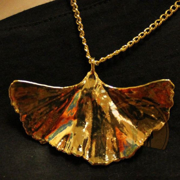 Gingko leaf pendant, gold - My, Decoration, Presents, Accessories, Holidays