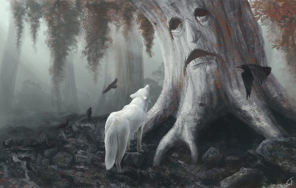 North remembers everything - My, Wolf, Tree, Chardrevo, Crow, Forest, Game of Thrones