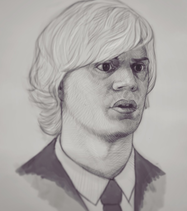 Evan Peters (sketch) - My, Evan Peters, Art, Digital drawing, Sketch, Portrait