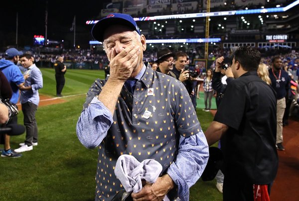 Emotions of Bill Murray from the first championship in 108 years of his favorite baseball team, the Chicago Cubs - Baseball, Fans, Sport, Bill Murray