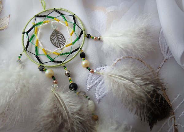 Dream catcher Shady freshness - My, My, Longpost, Feathers, Beads, Needlework, Dreamcatcher