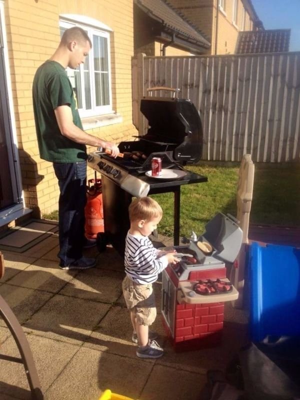 Education - Children, Father, B-B-Q, Kebab Maker