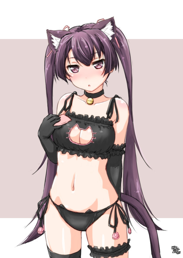 Nagasawa Seika. - NSFW, Anime, Anime art, , , Cat keyhole bra, 