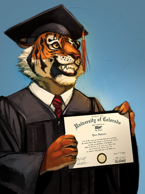 Graduate - College, Graduates, Diploma, Furry, Tiger, Trunorth