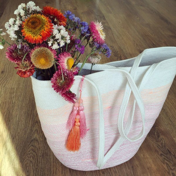 Cotton cord summer shopping bag - My, Сумка, Shopping bag, , 