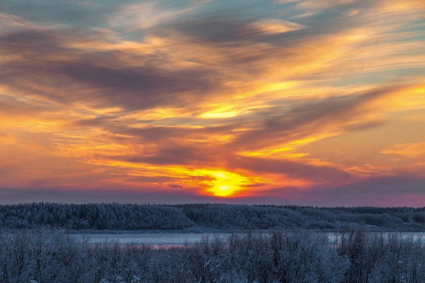 Frosty dawn - Komi, Pechora, freezing, dawn