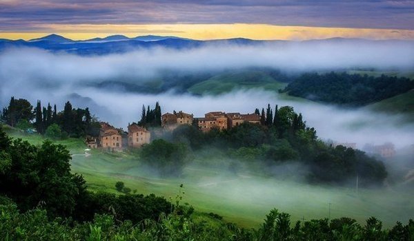 Foggy sunrise in Tuscany - , Italy, From the network, Beautiful