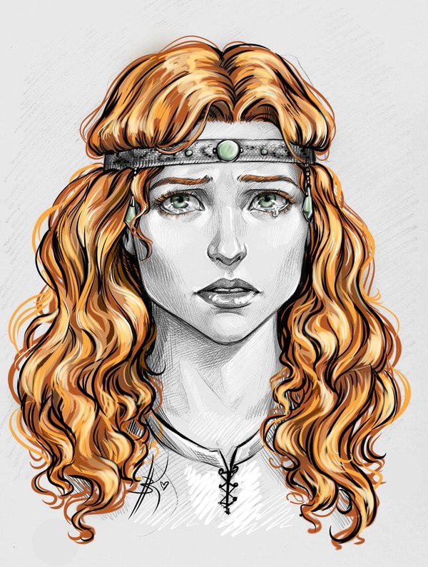 Grinvel's unlucky mother... Gervant... mm.. no, it seems Gervalda from Rivia :) - My, , Witcher, Art, Sketch, Creation, Drawing, The Withcher, Redheads, Anastasia Kulakovskaya