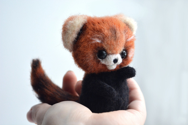 Red panda made of wool - My, Wool, Wallow, Dry felting, Needlework, Red panda, Felt, Longpost