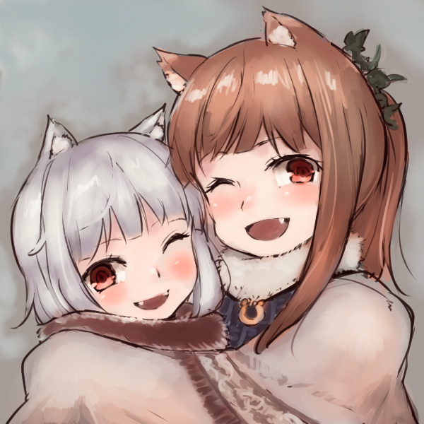 Warmer together - Anime art, Anime, Spice and Wolf, Horo holo, Holo, Myuri, She-wolf and parchment, Dobucu