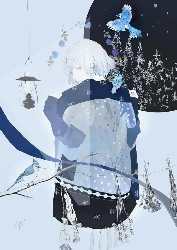Blue jay , Anime Art, Original Character, 