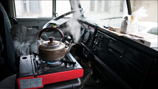 Warmth and comfort in KamAZ - Auto, Car, Tractor, Kamaz, Cosiness, Truckers, Tea, Boiling