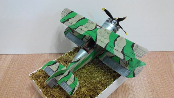 Самодельная модель биплана из картона. papercraft, стендовый моделизм, Своими руками, длиннопост