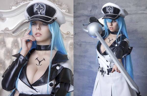 Ero cosplay from Disharmonica. - NSFW, Breast, Cosplay, Longpost, Esdeath, Akame ga kill