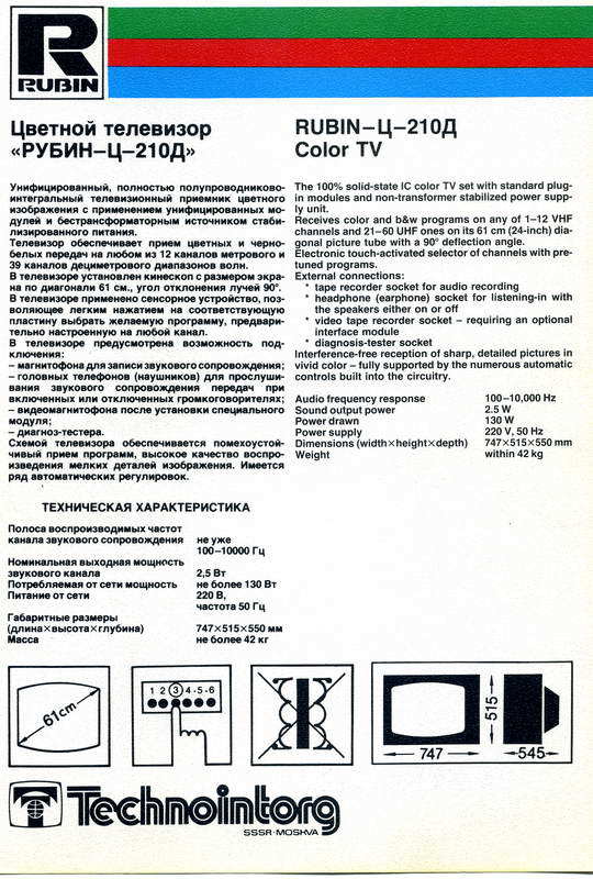 Советские цветные телевизоры марки Рубин (скан каталога) - СССР, Советские телевизоры, История, Каталог, Телевизор, Длиннопост, Ретро, Техника СССР, Советская техника