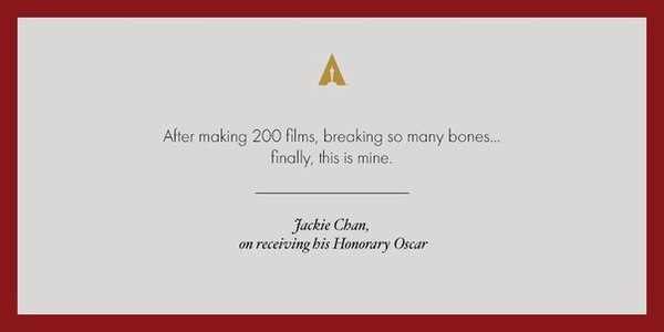 Jackie Chan wins an Oscar for his contribution to cinema - Reward, Oscar, 