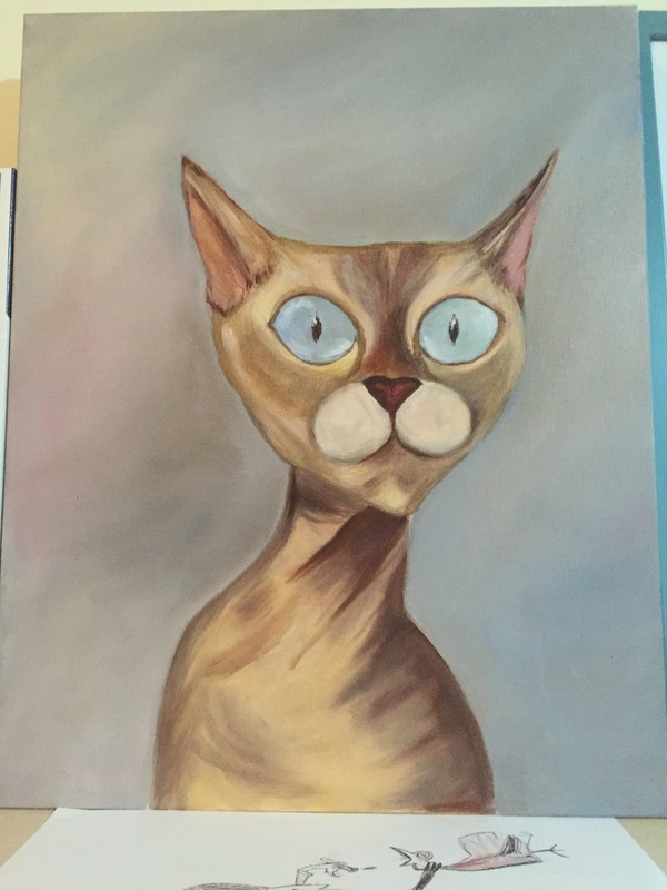 Acrylic cat - My, cat, Acrylic, Longpost