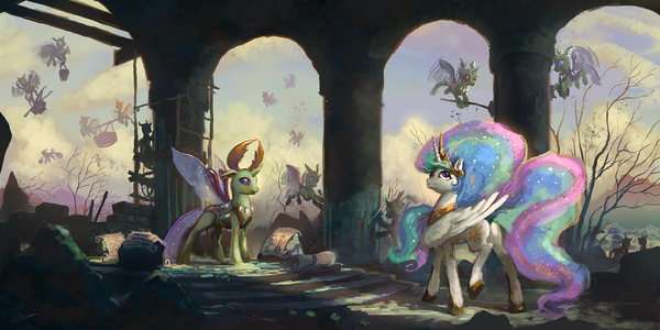 Flower of the Wastelands My Little Pony, Princess Celestia, Changeling, Thorax, Huussii