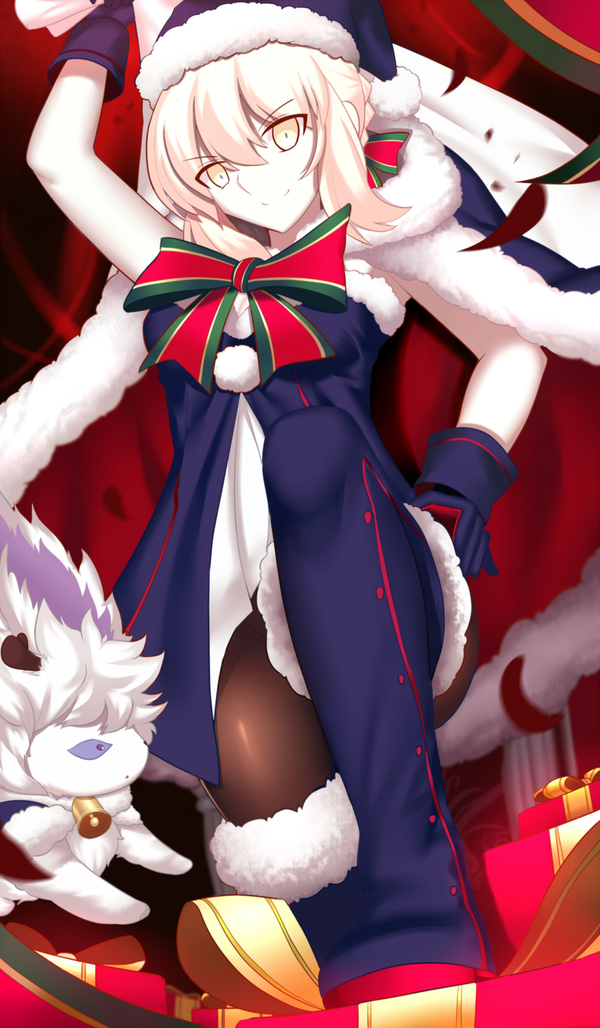I'm back bitches, where's my chicken? , Anime Art, Fate, Fate Grand Order, Saber, Santa Alter, Fou, Paperfinger