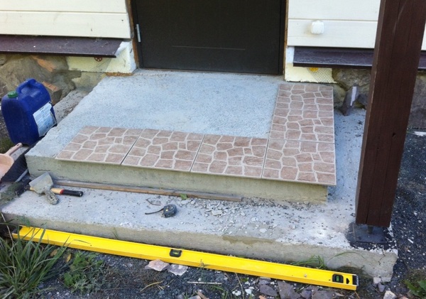 Porch: tiles and natural stone - My, Porch, Building, Tile, A rock, Longpost