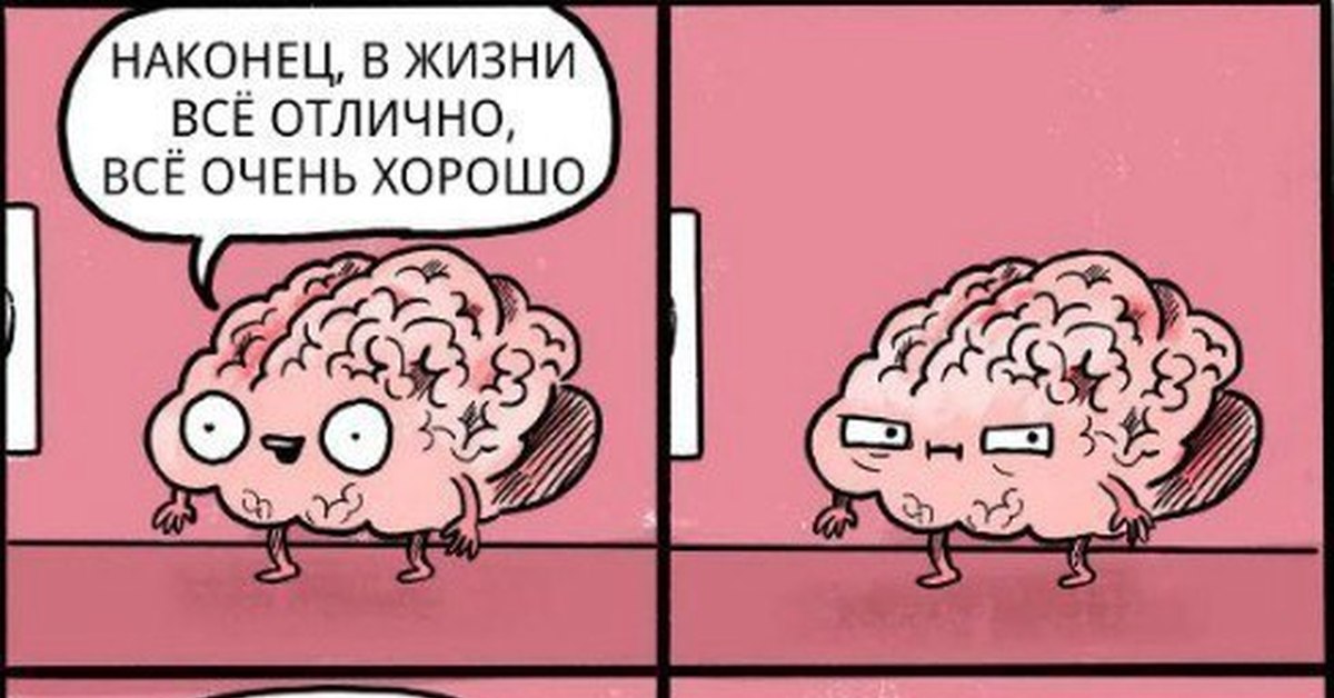 4 наконец. Мозг найти проблемы. Мозг Мем. Мем мозг все слишком хорошо.