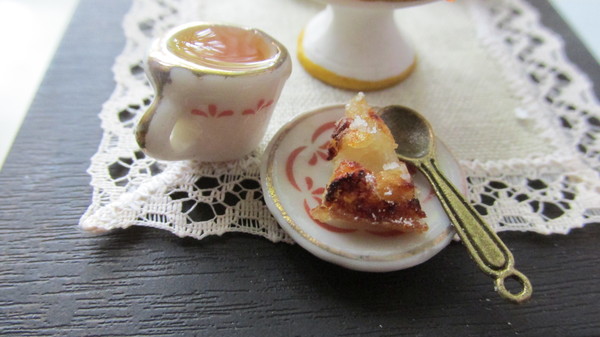 Mini food/Pie Charlotte - My, Food, , , , Miniature, Miniature, Dollhouse, Cooking