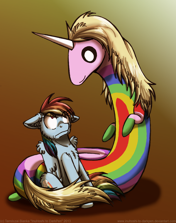 Double the Rainbow Inuhoshi-to-darkpen, Rainicorn, , Adventure Time, Rainbow Dash, My Little Pony