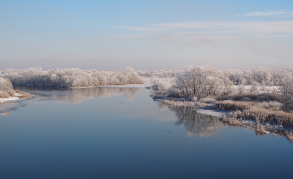 Winter is on the doorstep. - My, Frost, Sky, River, November