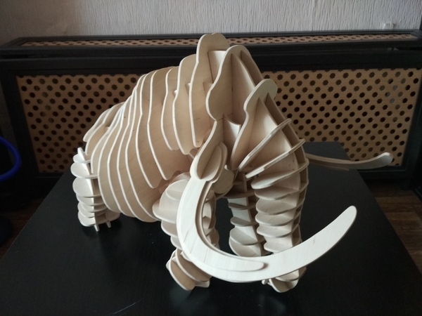 Plywood mammoth - My, Do it yourself, Jigsaw, Sawing, Plywood, With your own hands, Longpost
